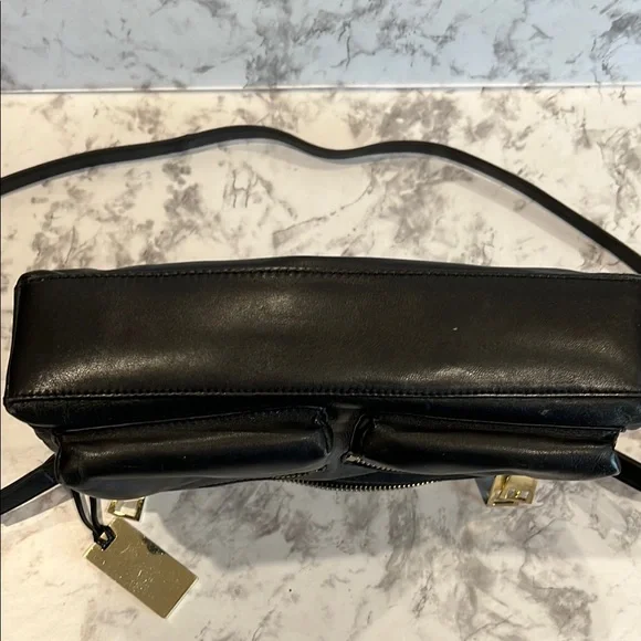Vince Camuto Black and Gold Crossbody Bag with V-Shaped Zipper Design - Picture 4 of 6